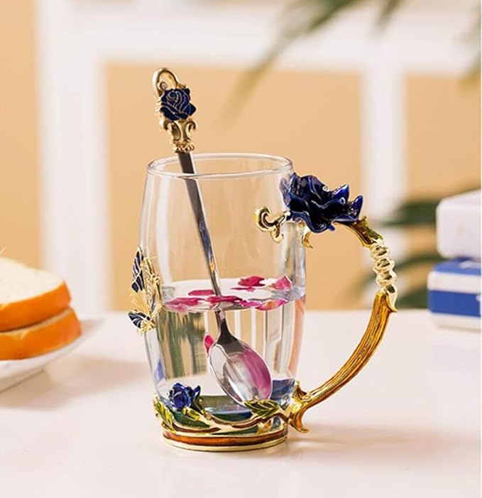 Gifts for Mom Women Mothers Day Flower Cups Tea Mug With Tea Spoon Valentines Day Christmas Gift Use Gift Package
