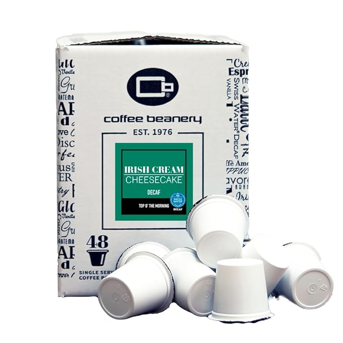 Irish Cream Cheesecake Decaf Coffee Pods by Coffee Beanery | 48ct Bulk Flavored Decaf Coffee Pods Medium Roast Coffee Pods| 100% Specialty Arabica Coffee| Gourmet Coffee Pods