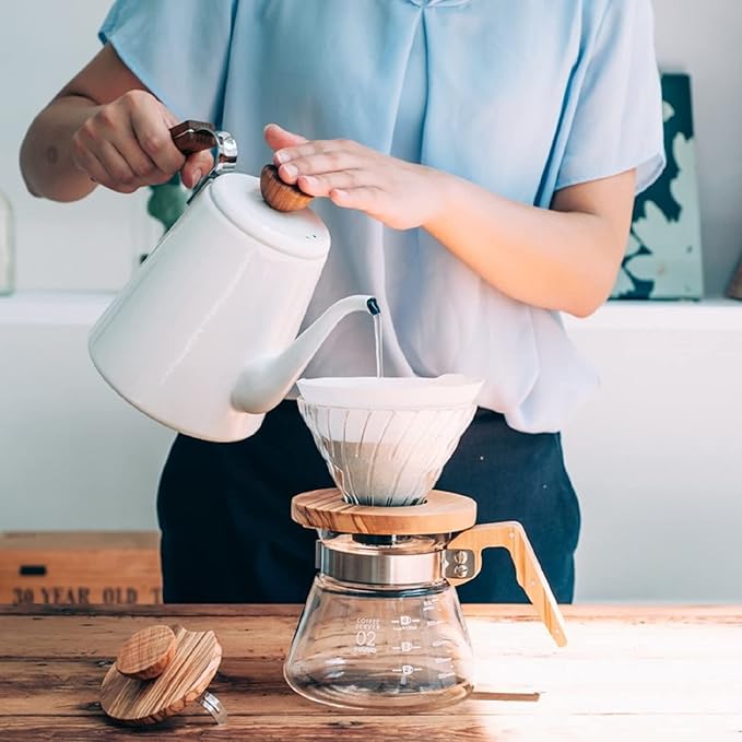 Hario VDGR-02-OV V60 Heat Resistant Glass, Permeable, Coffee Dripper, Olive Wood, 02, Coffee Drip, For 1 to 4 Cups
