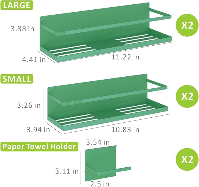 Magnetic Spice Rack For Refrigerator Magnetic Fridge Shelf For Kitchen Spice Organizer Magnetic Shelf For Fridge Space Saving Green 4 Pack With Magnetic Paper Towel Holder