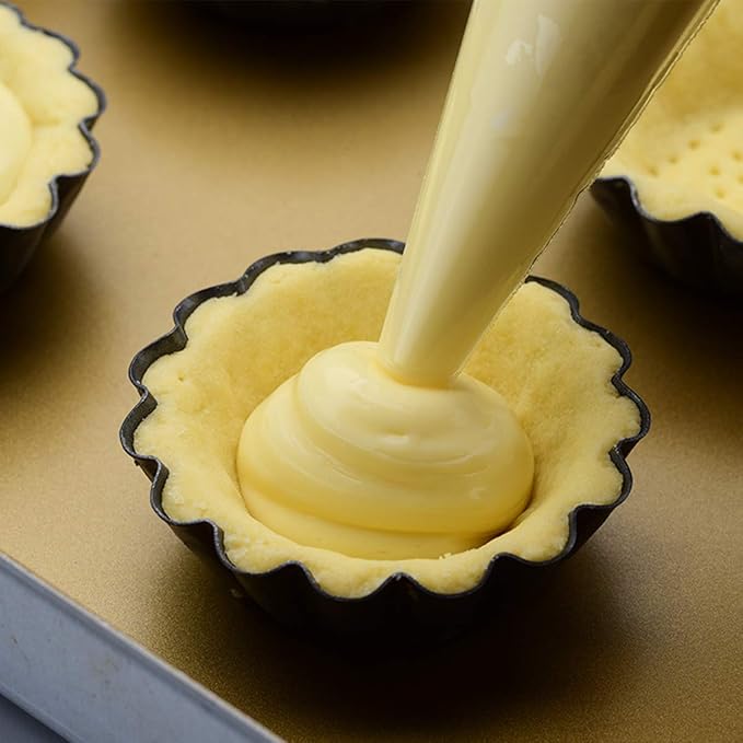 12 Packs Egg Tart Mold, Upgrade Bigger Size 3 x 0.9inch, Cupcake Cake Muffin Mold Tin Pan Baking Tool, Carbon Steel