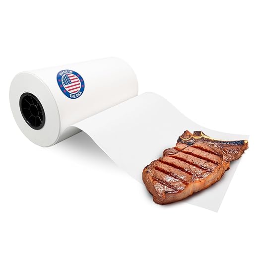 White Butcher Paper Roll 12" x 8640" (720 feet) - USA-Made Natural Food-Grade Paper for Cooking Meat and Fish - Unwaxed Material for Smoker, BBQ & Grilling by IDL Packaging