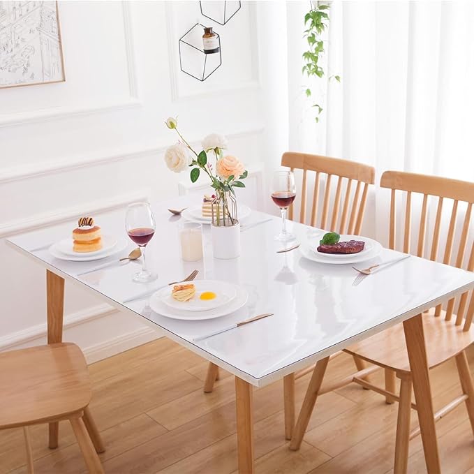 34 x 54 Inch Clear Table Cover Protector, Clear Table Protector for Dining Room Table, 1.5mm Plastic Table Cover, Waterproof Table Pad for Kitchen, Office