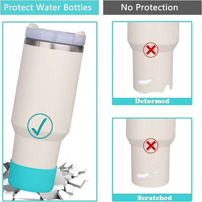 QIANHAI Protective Silicone Boots for Stanley Quencher Adventure 40oz Tumbler & IceFlow 30oz 20oz -Sport Water Bottle Bottom Sleeve Fits Hydro Flask -Stanley Cup Accessories (1LightGreen)