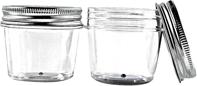 novelinks 4 Ounce Clear Plastic Jars Containers With Screw On Lids - Refillable Round Empty Plastic Slime Storage Containers for Kitchen & Household Storage - BPA Free (40 Pack)