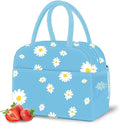 DALINDA Lunch Bag Lunch Box for Women Men Reusable Insulated Lunch Tote Bag,Food Handbags Case High Capacity for Travel Work Picnic,Sky Blue Daisy