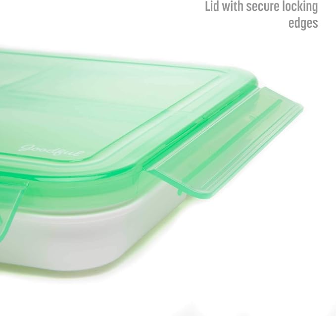Goodful Reusable Lunch Container with 3 Compartments, BPA-Free, Leak-Proof Lid, Easy to Open and Close, Microwave Safe, Dishwasher Safe