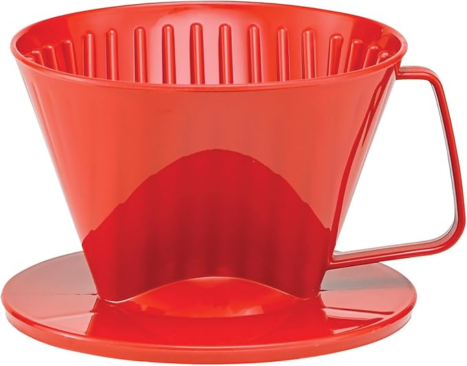 Fino Pour-Over Coffee Brewing Filter Cone, Number 1-Size, Red, Brews 1 to 2-Servings