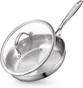 Cooks Standard Stainless Steel Frying Pan with Lid, 12-Inch Multi-Ply Clad Wok Stir Fry Pan, Kitchen Skillet, Silver