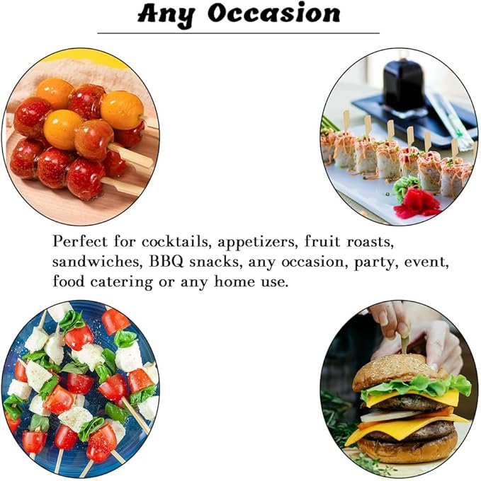 200 Pcs 6 Inch Bamboo Wood Paddle Picks Skewers, Toothpicks for Appetizers for Cocktail, Drinks, Appetizers，Fruit, Sausage, Barbeque Snacks, Sandwich, Natural Wooden Paddle Skewer Mini Food S