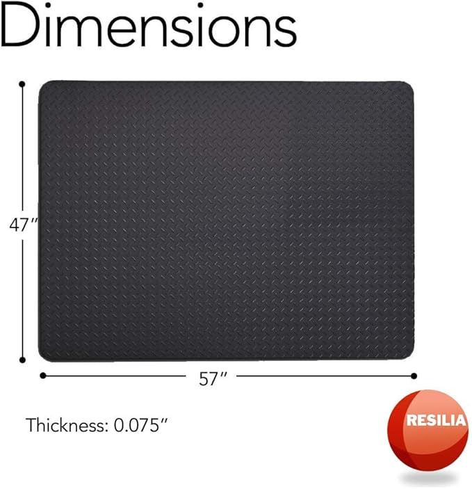 RESILIA X-Large Under Grill Mat – Heavy Duty, Reusable Outdoor Floor Protector Mats for Deck, Patio, & Garage – 57 Inch x 47 Inch, Black Diamond Plate, Made in the USA