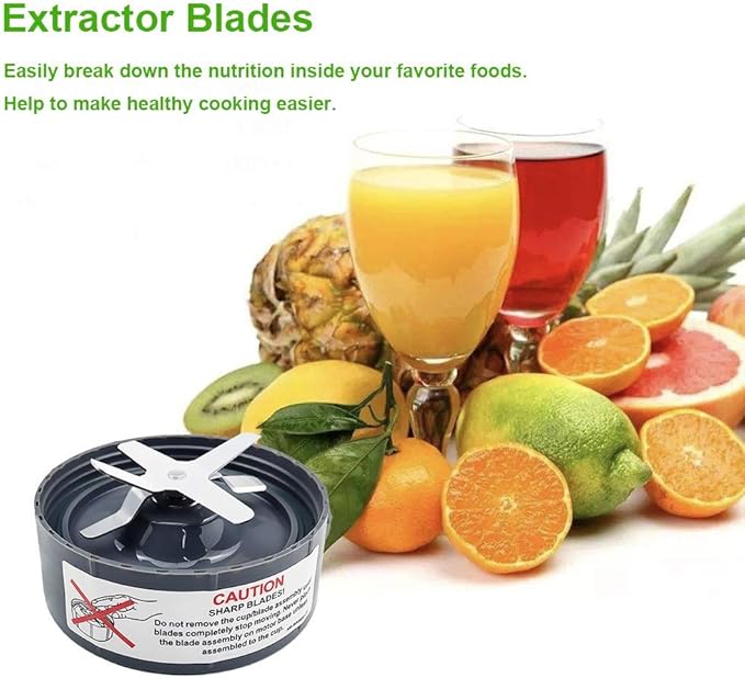 2 Pack Replacement Blade for NutriBullet Blender 900W 600W Series, Replacement Parts Compatible with NutriBullet Blade Including Gear Rubber Gasket and Shock Pad