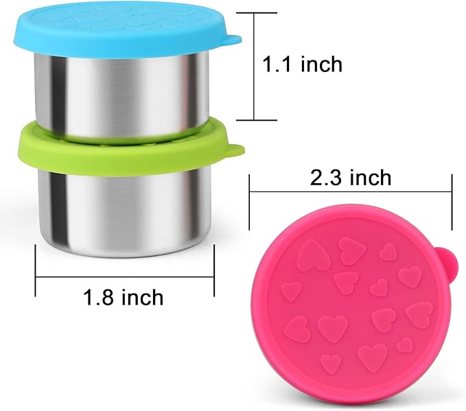 FANGSUN Dressing Containers to Go for Condiments, Salad Dressing, Dips, Snacks, Stainless Steel Dipping Sauce Cups, Fits in Bento Box for Lunch, Mini Food Storage Containers with Lid (Multicolor)