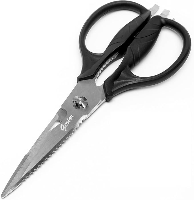 Kitchen Shears Come-Apart - Heavy Duty Culinary Scissors for Cutting Poultry, Fish, Meat, Food - Large Size (9.25”) - Ultra Sharp Blade - Black Handle