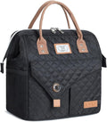 Lekesky Lunch Bag for Women and Men Leakproof Lunchbox Insulated Lunch Bag for Work, Picnic and Camping, Quilted Black