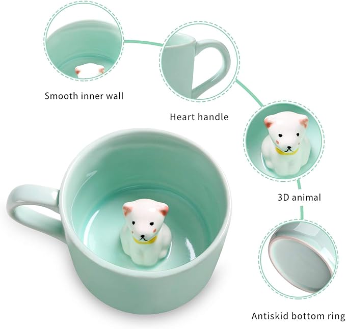 Surprise 3D Coffee Mug Animal Inside 8 oz with Bunny,Cute Cartoon Handmade Ceramics Cup,Christmas Birthday Surprise for Friends Family or Kids (Bunny)