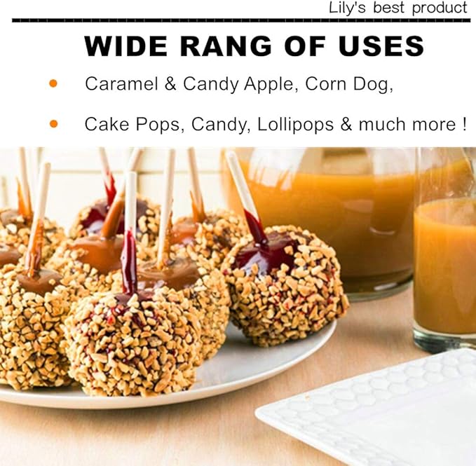 HOPELF 5.5 inch Semi Point Bamboo Skewers - 5mm Thick Natural Bamboo Sticks For BBQ Caramel,Candy Apple Sticks, Corn Dog,Corn Cob,Cookie,Lollipop,Kabob,Gril.(100 pcs)