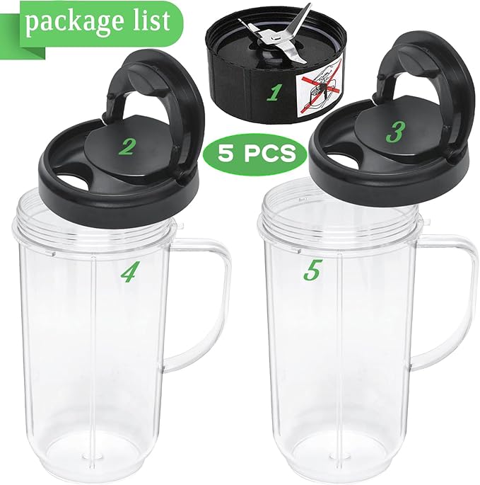 22OZ Magic Bullet Blender Cups, Tall 22oz Cup with Cross Blade,250W MB1001 Replacement Parts Compatible with Magic Bullet Blender Juicer Mixer