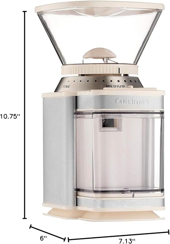 Cuisinart Coffee Grinder, Electric One-Touch Automatic Burr Coffee Grinder with 18-Position Grind Selector, Cup Size Selector for 4 – 18 Cups, DBM-8CRMP1, Cream Stainless