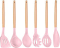 P&P CHEF Cooking Utensils Set, 6 PCS Kitchen Utensils with Wooden Handle, Silicone Spatula for Nonstick Cookware, Easy Clean & Non-toxic, Pink
