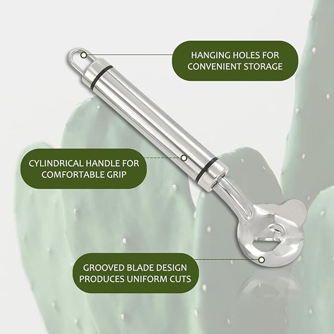 3Pcs Cactus Peeler Tools Set: Stainless Steel Cactus Peeling Knife and Cactus Peeler Spoon - Pelador de Nopales, Sliced Noodle, Vegetable Paring Cutter Featuring for Efficient Kitchen Cooking Gadgets