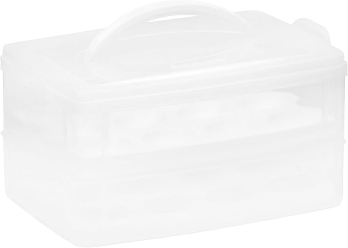 Snapware (2-Layer, 24 Eggs Plastic Detachable Deviled Egg Carrier Storage Container With Lid and Handle, Freezer Dishwasher Microwave Safe (Pack of 6)