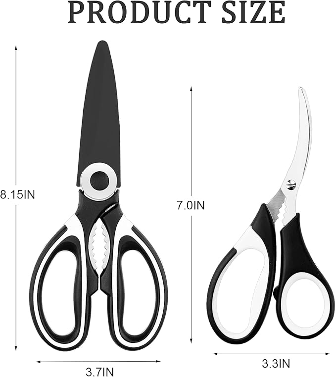 2 Pcs Herb Scissors, Multi-Blade Herb Scissors with Cover and Cleaning Comb, Stainless Steel Vegetable Scissors for Cutting Cilantro Onion Salad Garden Herbs, Heavy Kitchen Scissors (Green) (Black-2)