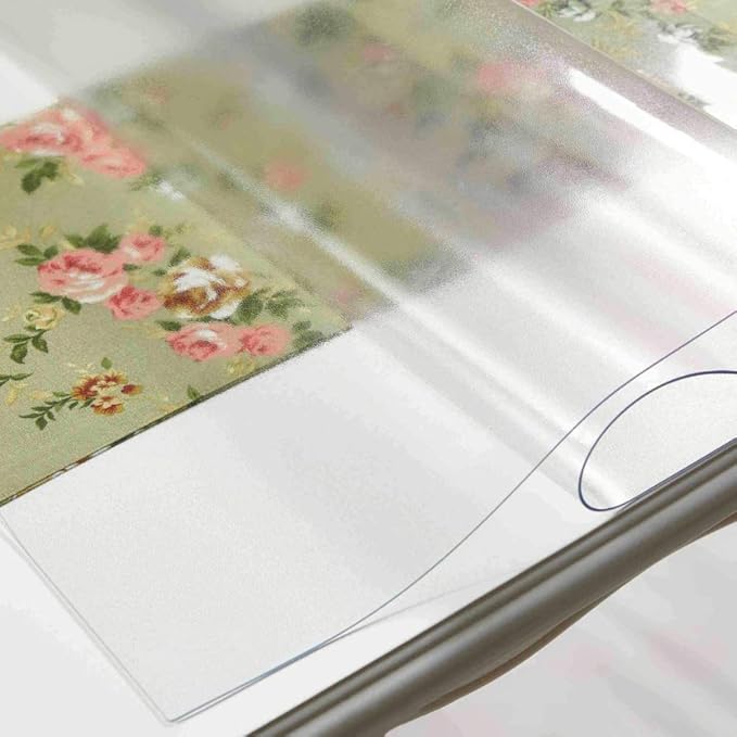 NECAUX Custom 42 x 52 Inch Frosted Table Cover Protector, 1.5mm Thick Plastic Waterproof Heavy Duty Desk Pad Mat Non-Slip Tablecloth Protector for Coffee Table, Sofa Table, Media Stand, Countertop