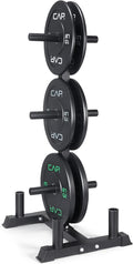 CAP Barbell 2-Inch Olympic Bumper Plate Weight Set with 6 Post Rack | 100-370 lbs | Multiple Options