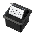 KYHSHJ USB Pop Up Floor Socket Kit with 2 * 20A Receptacle，4.8A 1 USB-A Ports &1 USB-C Port，Corrosive Resistant Hardware,Black