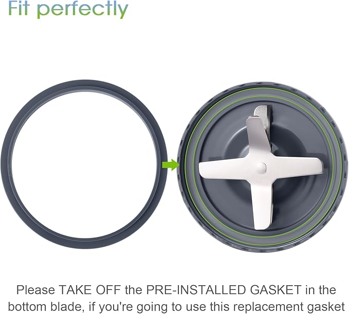 New Blender Cup and Blade Replacement Parts 32oz Cup and Extractor Blade and 2 Rubber Gaskets 4-Piece Compatible with NutriBullet High-Speed Blender/Mixer System 600W/900W Series