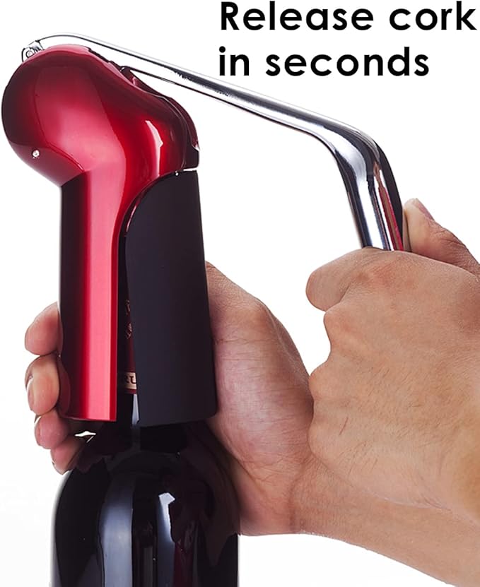 KAYCROWN Wine Bottle Opener - Vertical Lever Corkscrew Wine Opener with Foil Cutter & Extra Screw, Manual Handheld Wine Corkscrew with Ergonomic Lever Pump