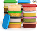 Reusable Airtight Containers 3 oz 16 pack - Snack, Baby/Toddler, Condiment, Picnic Food Storage - Dishwasher, Microwave, Freezer Safe - BPA Free
