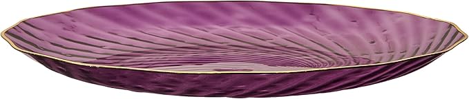 PLASTICPRO 30 Pack Plastic Set of 15-10 inch Plates and 15-7 inch Dishes Elegant Clear Purple Spiral and Gold Rim Disposable Fancy Plates Premium Heavyweight