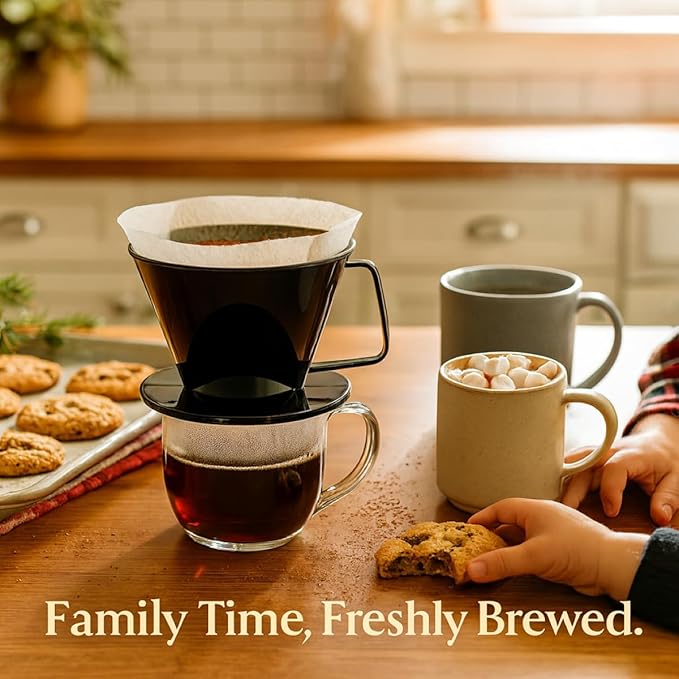 Fino Pour-Over Coffee Brewing Filter Cone, Number 1-Size, Black, Brews 1 to 2-Servings
