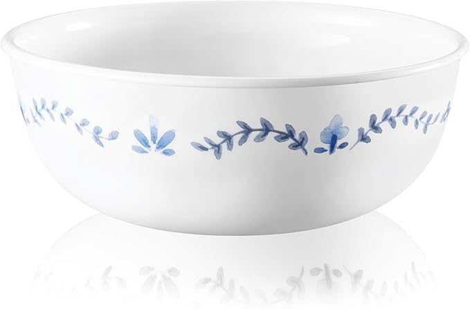 Corelle Vitrelle 18-Piece Service for 6 Dinnerware Set, Triple Layer Glass and Chip Resistant, Lightweight Round Plates and Bowls Set, Portofino