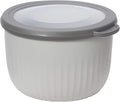 Oggi Prep, Store & Serve Plastic Bowl w/See-Thru Lid- Dishwasher, Microwave & Freezer Safe, (0.7 qt) Lt Gray w/Dk Gray Lid