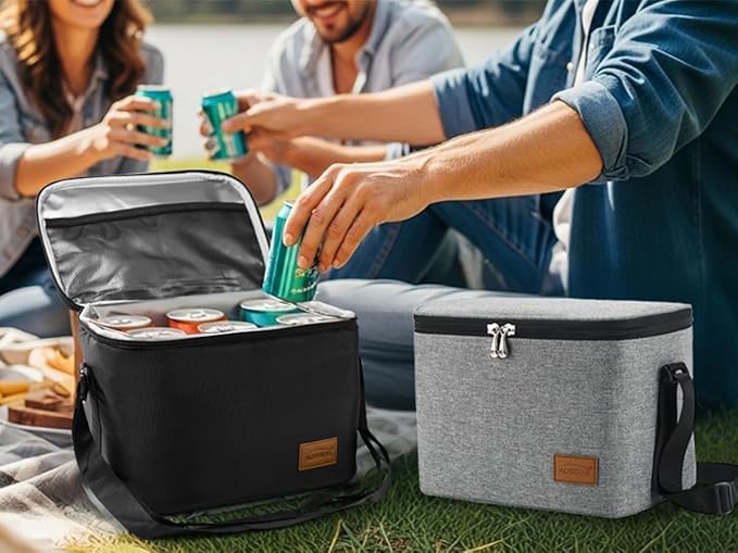 Aosbos Insulated Lunch Box for Men Women Leakproof Cooler Bag Reusable Lunch Tote Bag Adult Lunch Pail Thermal Lunch Boxes Bento Lunch Box Bag 7.5L Black