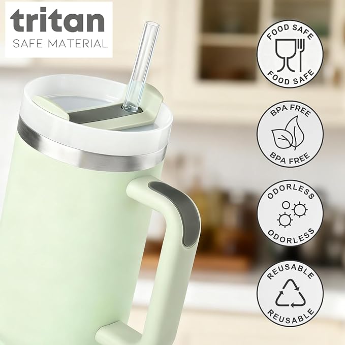 ALINK 10 Pcs Replacement Straws for Stanley 40 oz 30 oz Tumbler, 12 inch Long Reusable Tritan Plastic Clear Tumbler Straws for Stanley Cup, Owala 40 oz, Yeti 42 oz Accessories with Brush