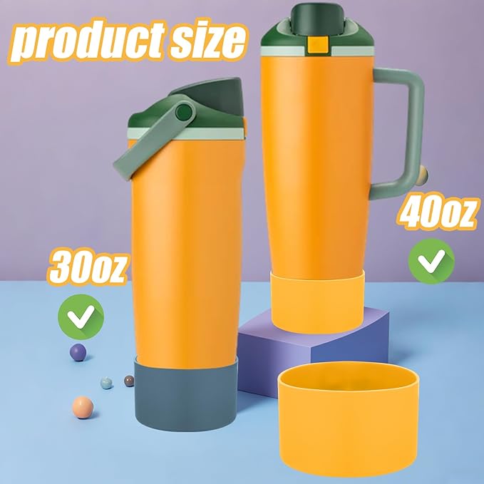 Mity rain 2PCS Protective Silicone Boots for Owala 30oz & 40oz FreeSip Sway Bottles & Tumblers - Accessories for owala, Enhances Stability & Prevents Scratches (Golden Yellow & Slate Blue)