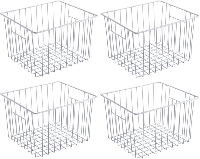 SANNO 11“ Freezer Baskets Storage Organizers, Farmhouse Organizer Bins for Cabinets, Pantry, Closets, Bedrooms