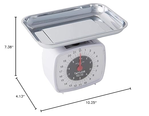 Taylor Analog Kitchen Scale Mechanical Food Scale, 22 lb Capacity, Multicolor
