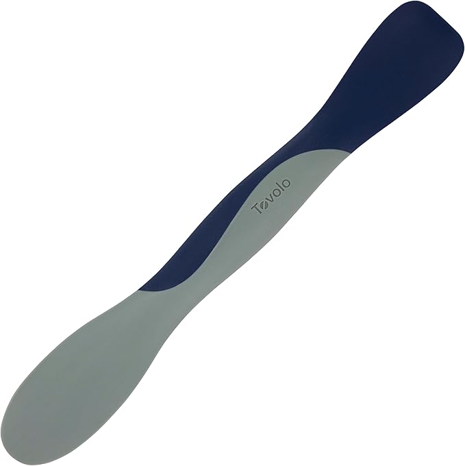 Tovolo Mini Scoop and Spread Tool for Kitchen Meal Prep Small Sandwich Spreader Spatula for Peanut Butter Jelly, Silicone BPA Free Dishwasher Safe Scooper Spreader, Deep Indigo and Oyster Gray