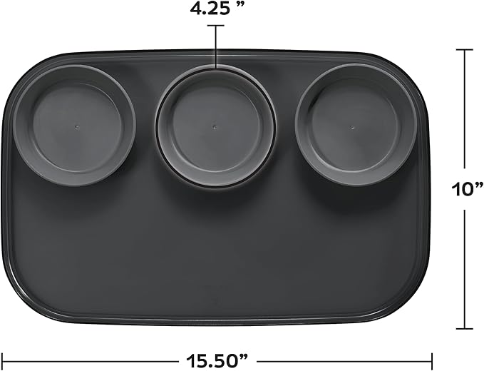 madesmart dipware 3 Bowl Serving Tray, Collapsible & Removable Dip Bowls for Charcuterie, Guacomole, Snacks, Veggies, Premium Dishwasher & Microwave Safe, Multipurpose Plate & Bowl, Blue