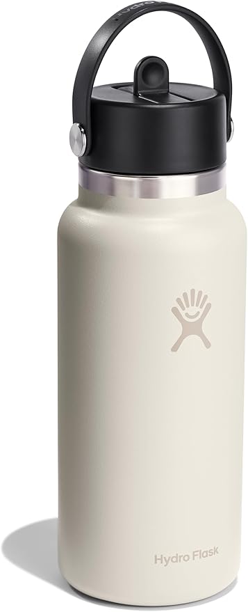 Hydro Flask Water Bottle - Insulated Stainless Steel - Wide Straw Lid, Non Spill, Leakproof in 32 Oz Ivory