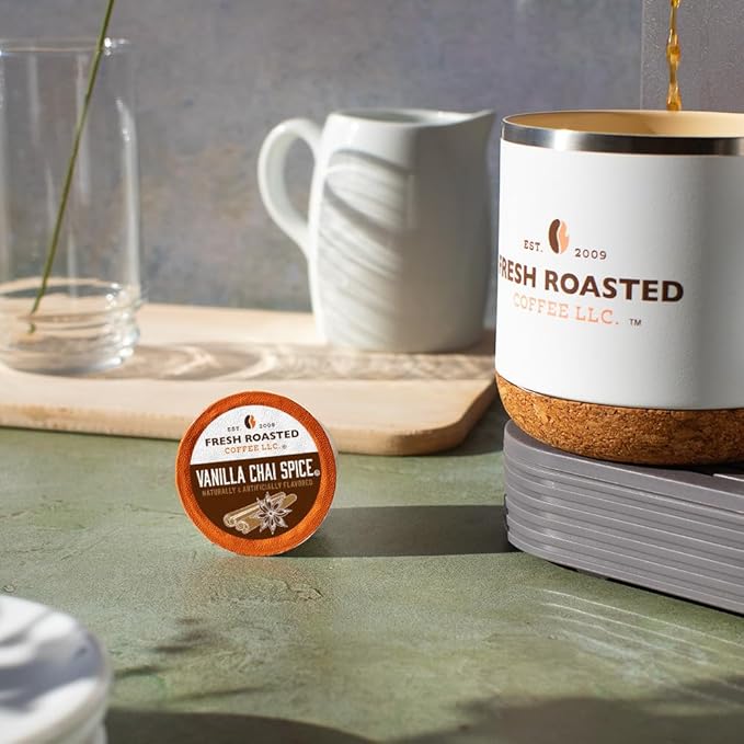 Fresh Roasted Coffee, Vanilla Chai Spice, Flavored Coffee Pods, K-Cup Compatible, 24 Count