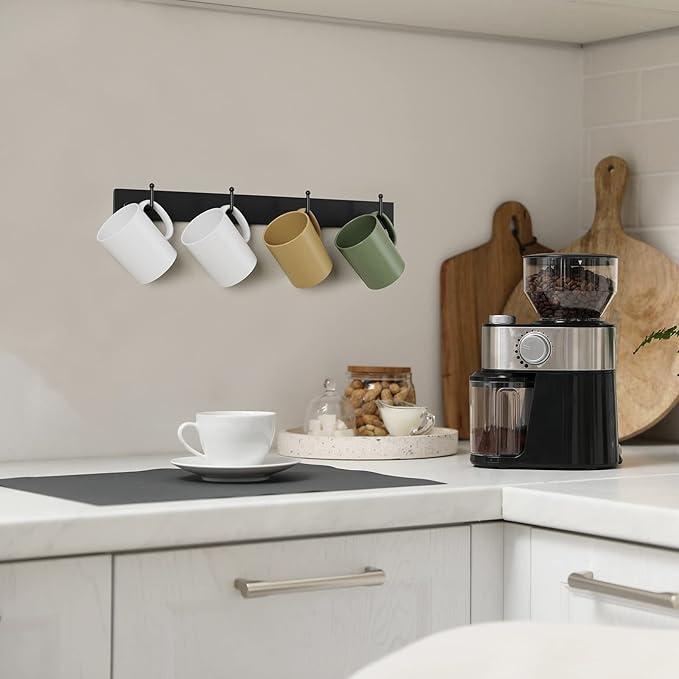 HULISEN Coffee Mug Holder Wall Mounted with 12 Hooks (Regular - Additional Mug Rack)