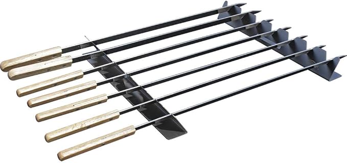 Goutime Stainless Steel Shish Kabob Skewer Rack with Storage Bag, Universal Barbecue BBQ Skewers Holder for Grill
