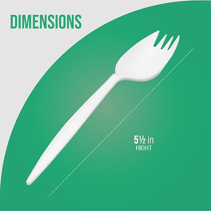 1,000 Plastic Disposable Sporks Bulk White Medium Weight Disposable Silverware Plastic Cutlery Spork