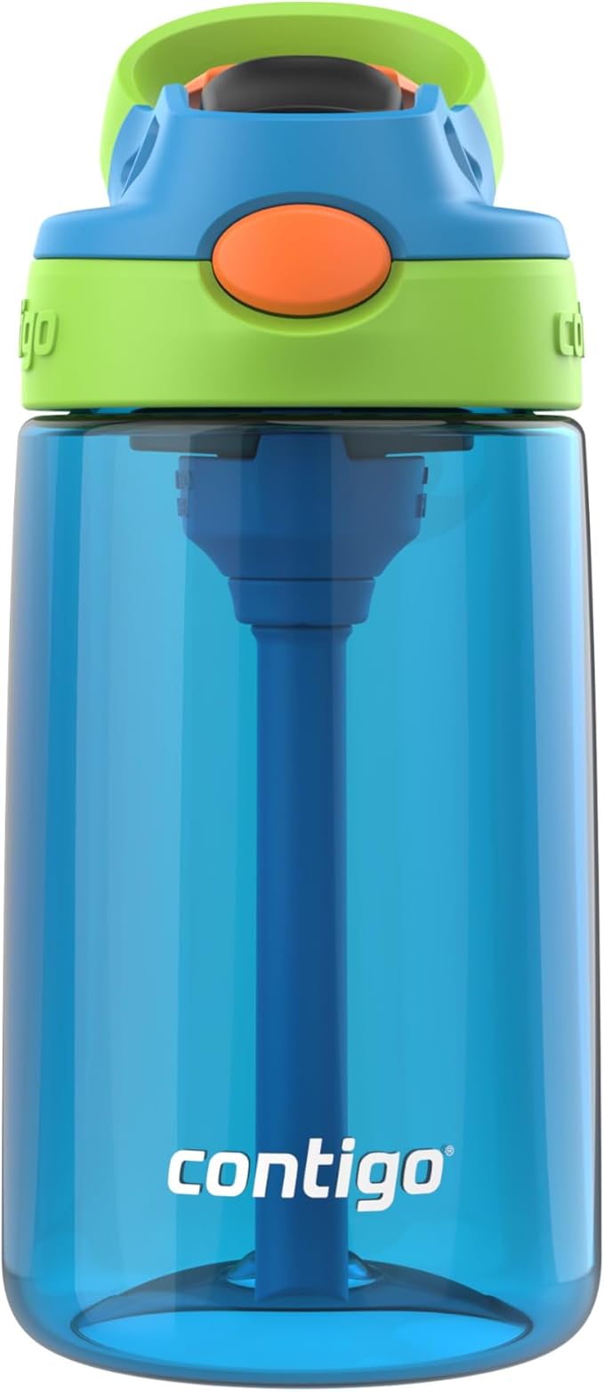 Contigo Autospout Kids Water Bottle 14oz Single Pack Blue Poppy/Cool Lime